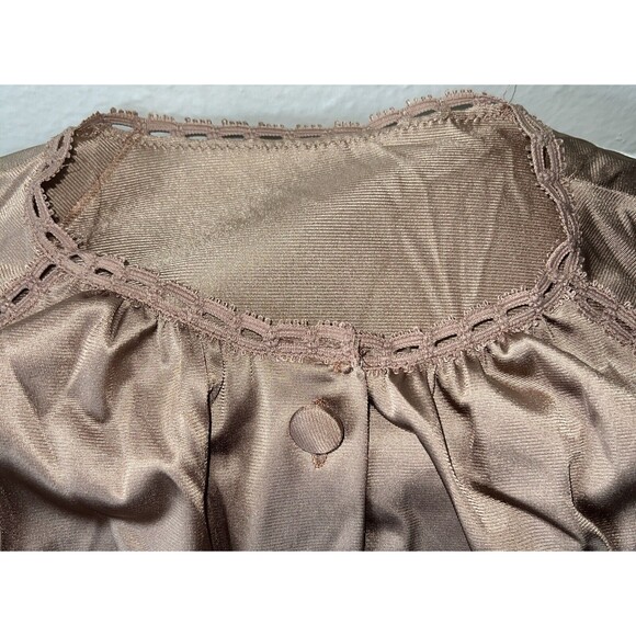 Vanity Fair Petite Vintage 60/70s Button Up Nightgown Nylon Satin Lace USA Made - Picture 3 of 10